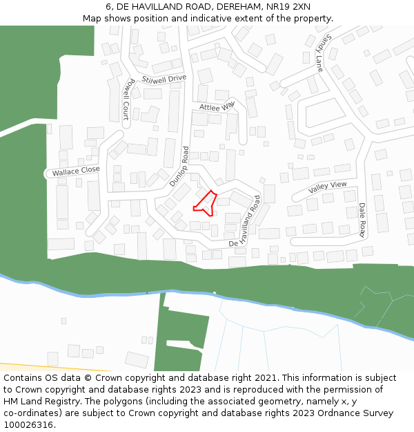 6, DE HAVILLAND ROAD, DEREHAM, NR19 2XN: Location map and indicative extent of plot
