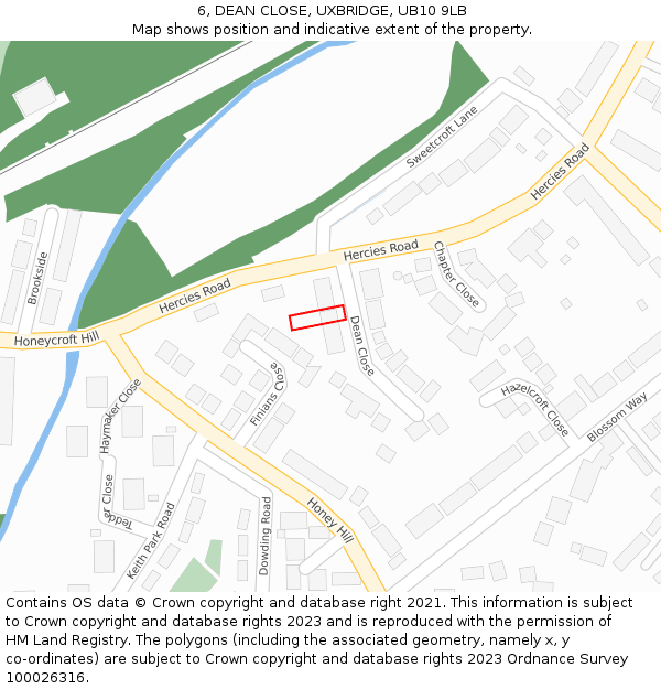 6, DEAN CLOSE, UXBRIDGE, UB10 9LB: Location map and indicative extent of plot