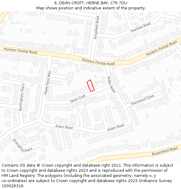 6, DEAN CROFT, HERNE BAY, CT6 7DU: Location map and indicative extent of plot