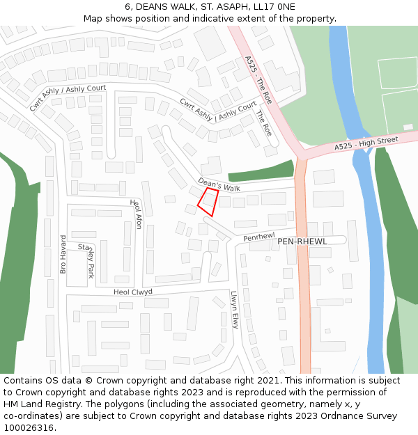6, DEANS WALK, ST. ASAPH, LL17 0NE: Location map and indicative extent of plot