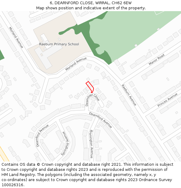 6, DEARNFORD CLOSE, WIRRAL, CH62 6EW: Location map and indicative extent of plot