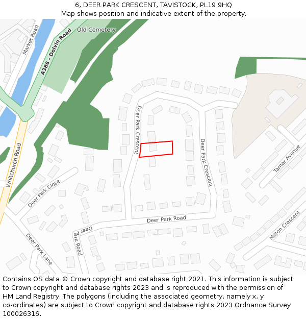 6, DEER PARK CRESCENT, TAVISTOCK, PL19 9HQ: Location map and indicative extent of plot