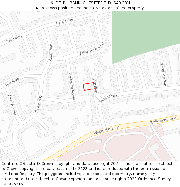 6, DELPH BANK, CHESTERFIELD, S40 3RN: Location map and indicative extent of plot