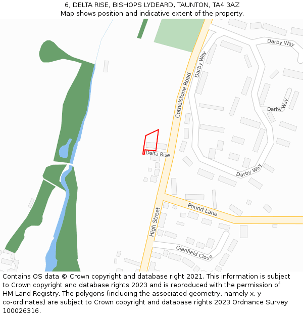 6, DELTA RISE, BISHOPS LYDEARD, TAUNTON, TA4 3AZ: Location map and indicative extent of plot