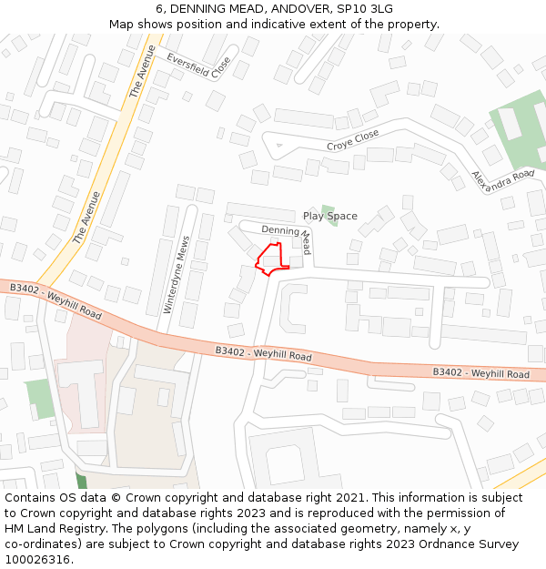 6, DENNING MEAD, ANDOVER, SP10 3LG: Location map and indicative extent of plot