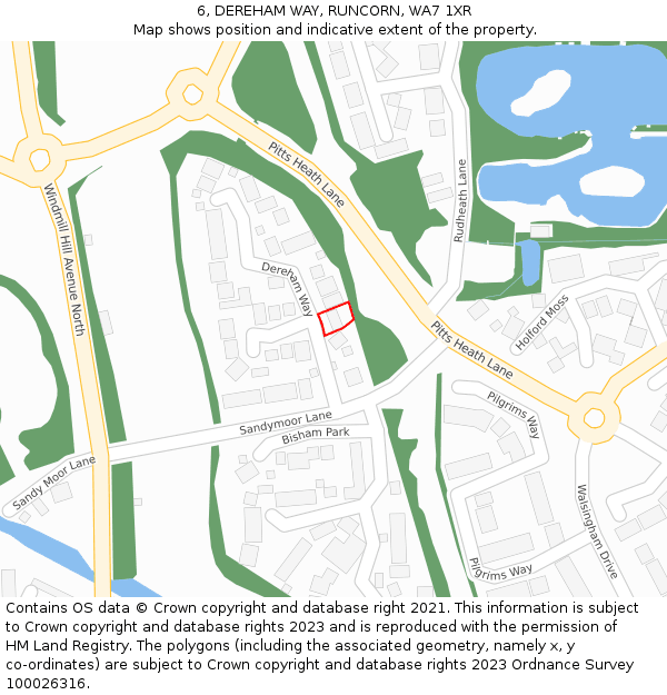 6, DEREHAM WAY, RUNCORN, WA7 1XR: Location map and indicative extent of plot