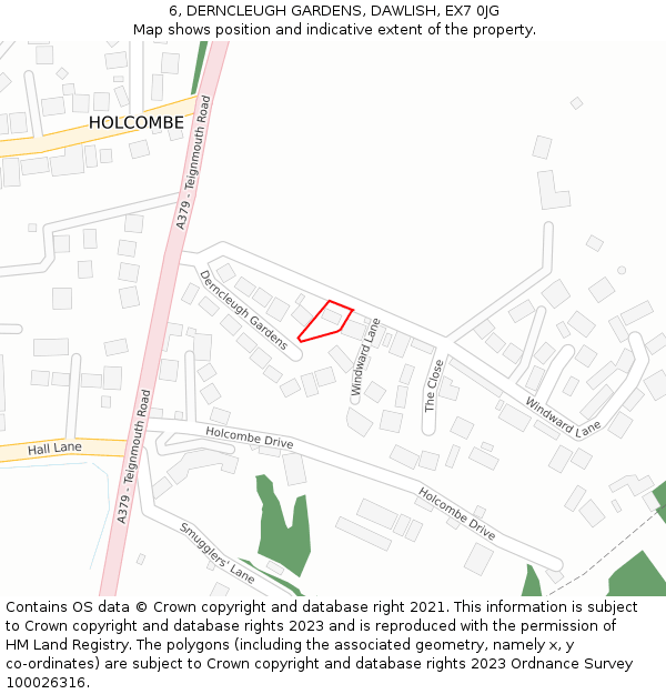 6, DERNCLEUGH GARDENS, DAWLISH, EX7 0JG: Location map and indicative extent of plot