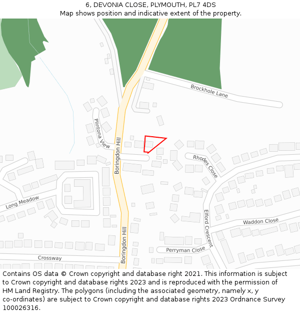 6, DEVONIA CLOSE, PLYMOUTH, PL7 4DS: Location map and indicative extent of plot