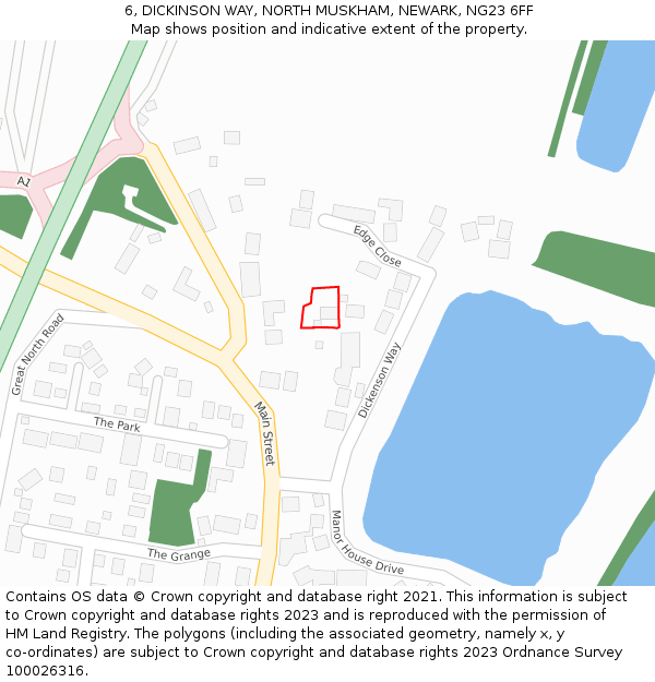 6, DICKINSON WAY, NORTH MUSKHAM, NEWARK, NG23 6FF: Location map and indicative extent of plot