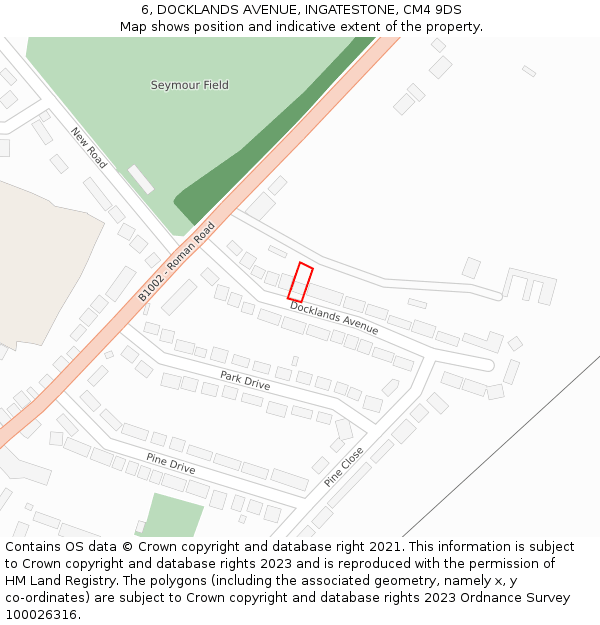 6, DOCKLANDS AVENUE, INGATESTONE, CM4 9DS: Location map and indicative extent of plot