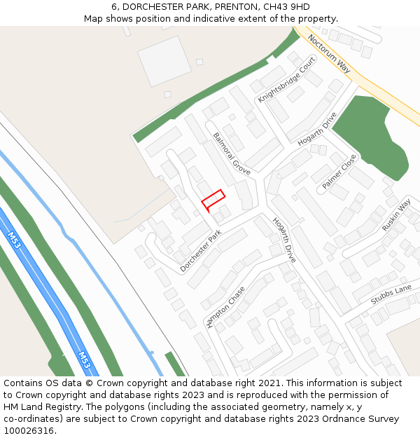 6, DORCHESTER PARK, PRENTON, CH43 9HD: Location map and indicative extent of plot