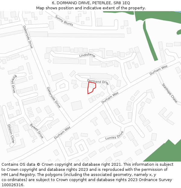 6, DORMAND DRIVE, PETERLEE, SR8 1EQ: Location map and indicative extent of plot