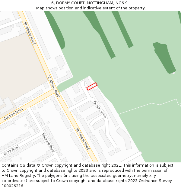 6, DORMY COURT, NOTTINGHAM, NG6 9LJ: Location map and indicative extent of plot