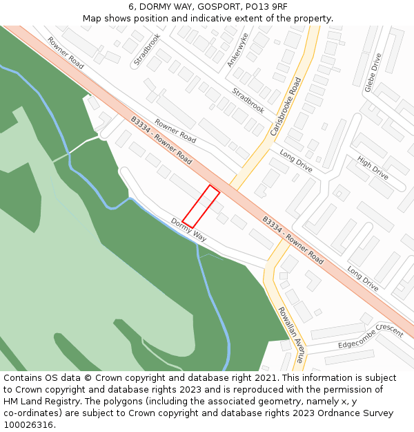 6, DORMY WAY, GOSPORT, PO13 9RF: Location map and indicative extent of plot