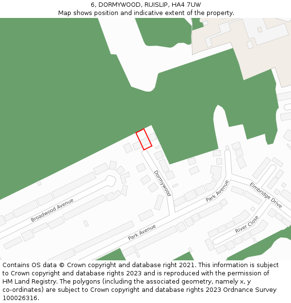 6, DORMYWOOD, RUISLIP, HA4 7UW: Location map and indicative extent of plot