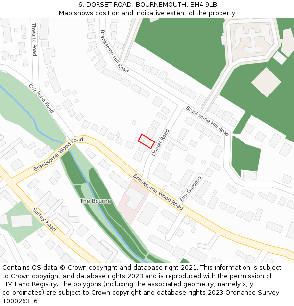 6, DORSET ROAD, BOURNEMOUTH, BH4 9LB: Location map and indicative extent of plot