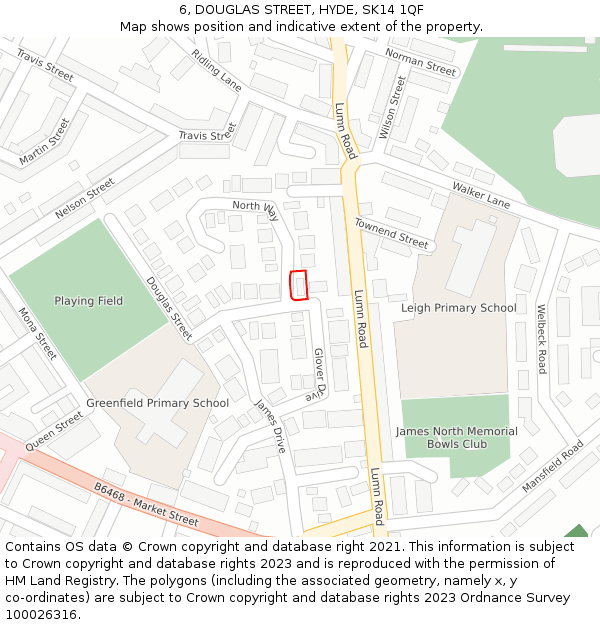 6, DOUGLAS STREET, HYDE, SK14 1QF: Location map and indicative extent of plot