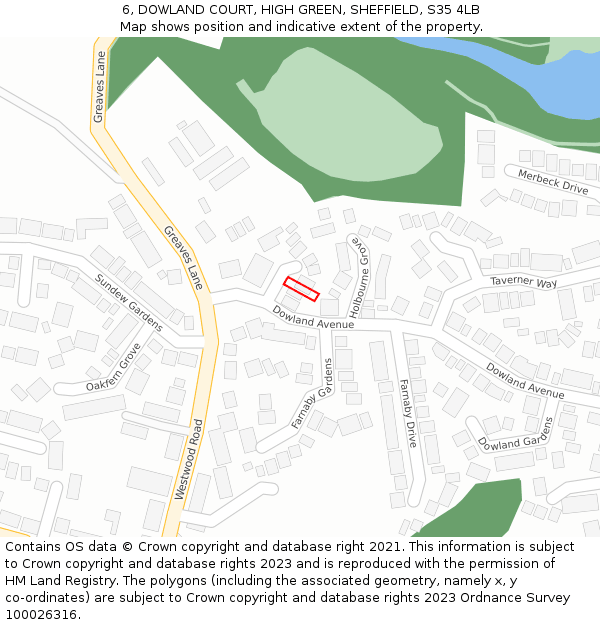 6, DOWLAND COURT, HIGH GREEN, SHEFFIELD, S35 4LB: Location map and indicative extent of plot