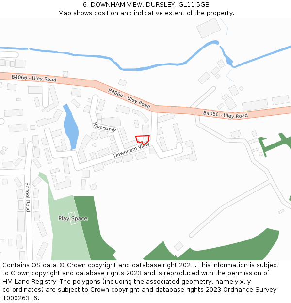 6, DOWNHAM VIEW, DURSLEY, GL11 5GB: Location map and indicative extent of plot