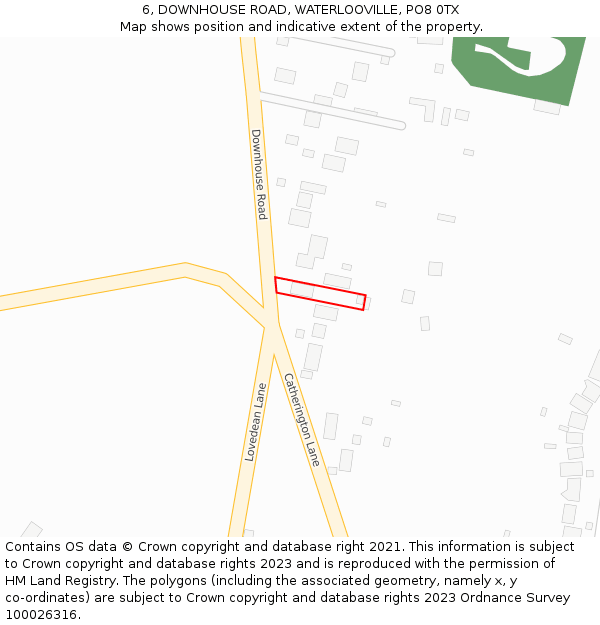 6, DOWNHOUSE ROAD, WATERLOOVILLE, PO8 0TX: Location map and indicative extent of plot