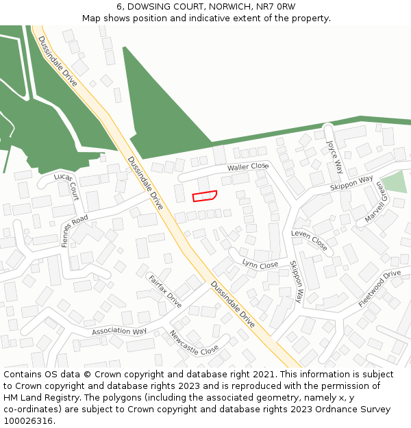 6, DOWSING COURT, NORWICH, NR7 0RW: Location map and indicative extent of plot