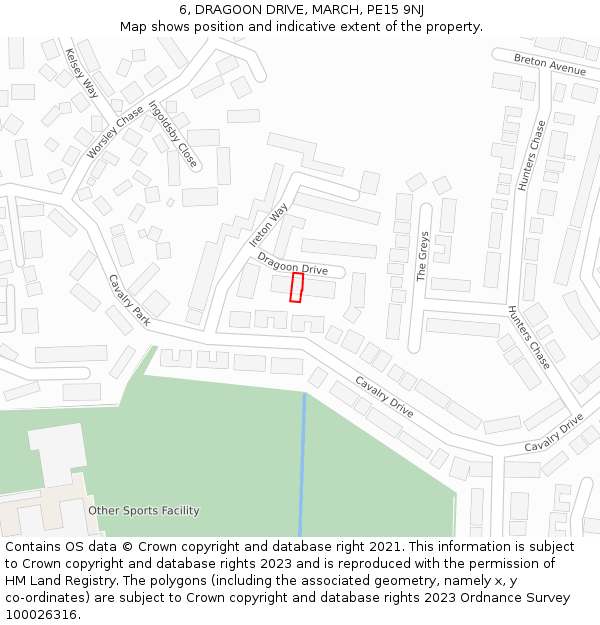 6, DRAGOON DRIVE, MARCH, PE15 9NJ: Location map and indicative extent of plot