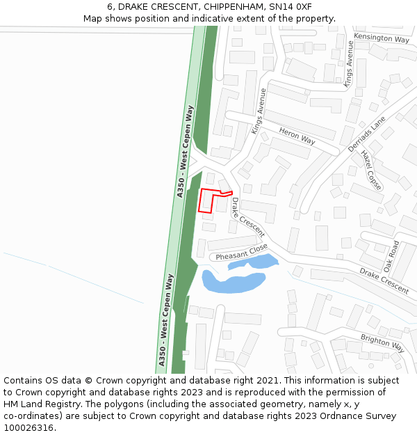 6, DRAKE CRESCENT, CHIPPENHAM, SN14 0XF: Location map and indicative extent of plot