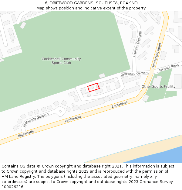 6, DRIFTWOOD GARDENS, SOUTHSEA, PO4 9ND: Location map and indicative extent of plot