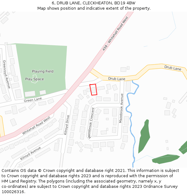 6, DRUB LANE, CLECKHEATON, BD19 4BW: Location map and indicative extent of plot