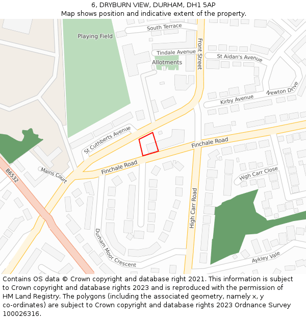 6, DRYBURN VIEW, DURHAM, DH1 5AP: Location map and indicative extent of plot