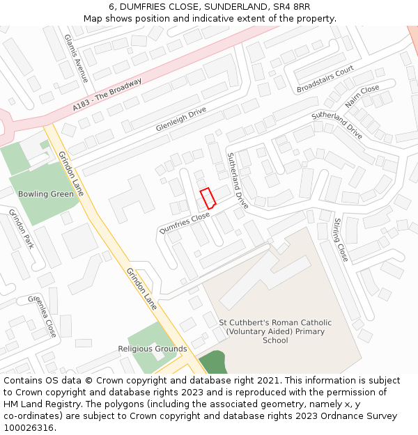 6, DUMFRIES CLOSE, SUNDERLAND, SR4 8RR: Location map and indicative extent of plot