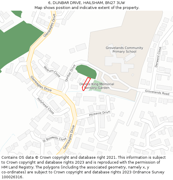 6, DUNBAR DRIVE, HAILSHAM, BN27 3UW: Location map and indicative extent of plot