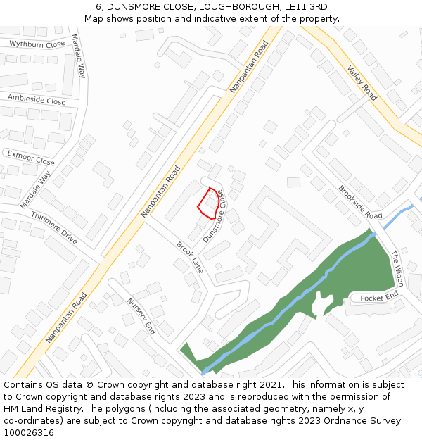 6, DUNSMORE CLOSE, LOUGHBOROUGH, LE11 3RD: Location map and indicative extent of plot