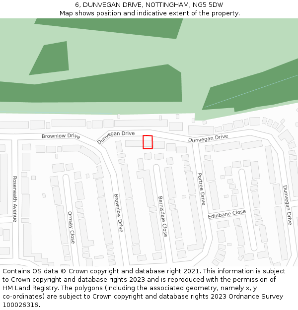 6, DUNVEGAN DRIVE, NOTTINGHAM, NG5 5DW: Location map and indicative extent of plot