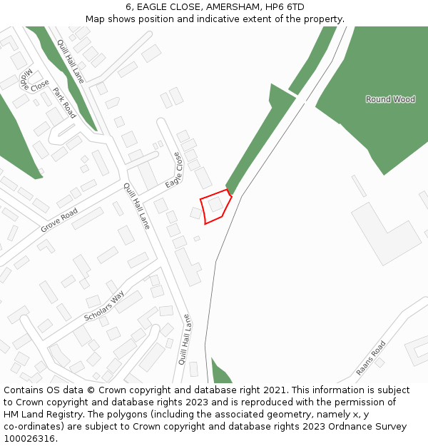 6, EAGLE CLOSE, AMERSHAM, HP6 6TD: Location map and indicative extent of plot