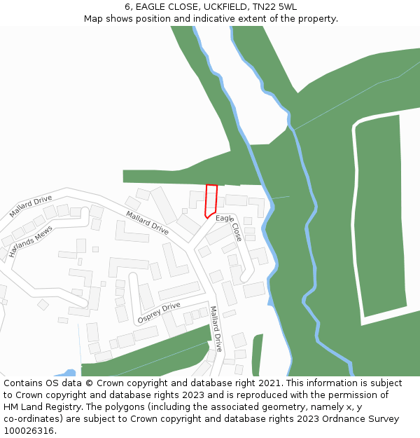 6, EAGLE CLOSE, UCKFIELD, TN22 5WL: Location map and indicative extent of plot