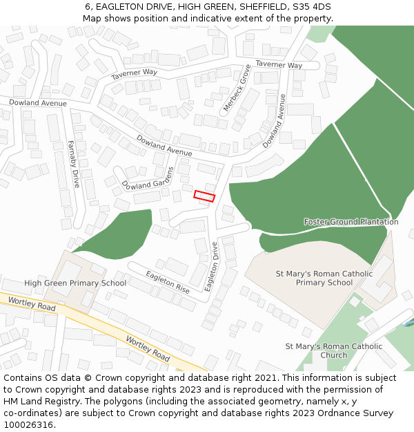 6, EAGLETON DRIVE, HIGH GREEN, SHEFFIELD, S35 4DS: Location map and indicative extent of plot