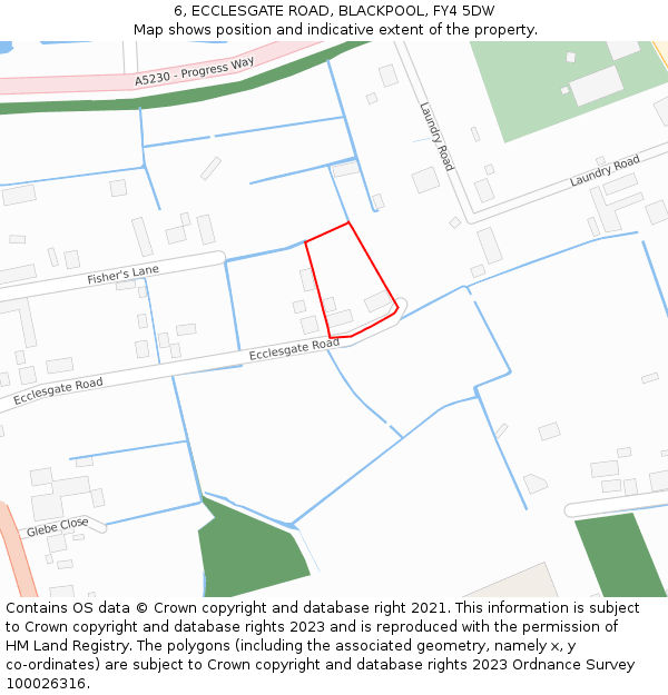 6, ECCLESGATE ROAD, BLACKPOOL, FY4 5DW: Location map and indicative extent of plot