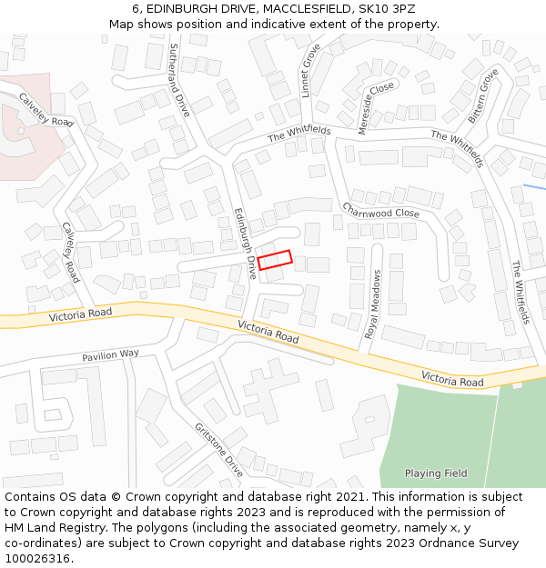6, EDINBURGH DRIVE, MACCLESFIELD, SK10 3PZ: Location map and indicative extent of plot