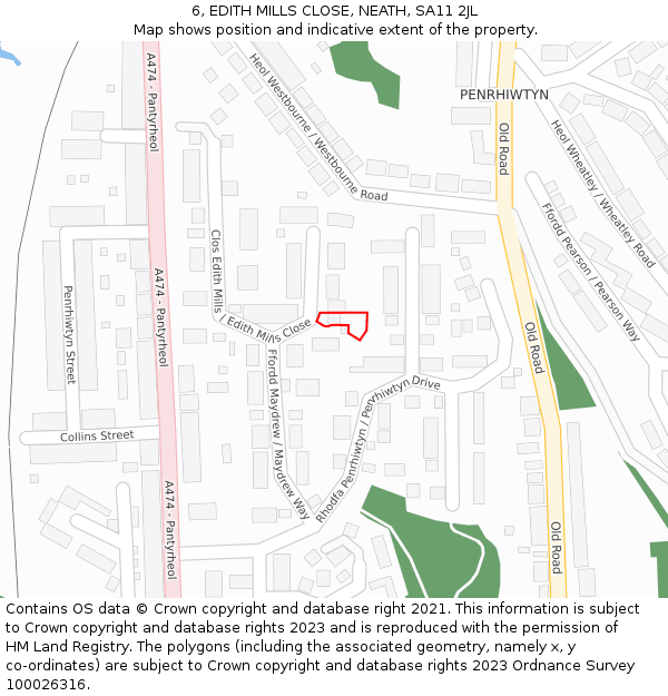 6, EDITH MILLS CLOSE, NEATH, SA11 2JL: Location map and indicative extent of plot