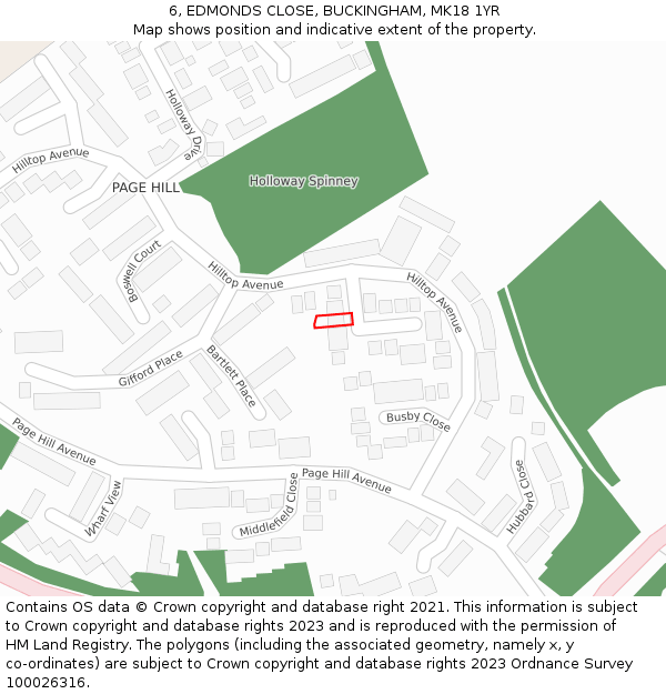 6, EDMONDS CLOSE, BUCKINGHAM, MK18 1YR: Location map and indicative extent of plot