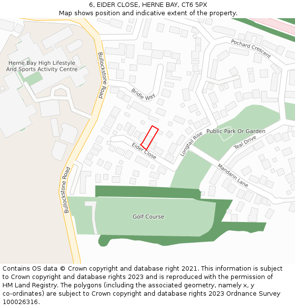 6, EIDER CLOSE, HERNE BAY, CT6 5PX: Location map and indicative extent of plot