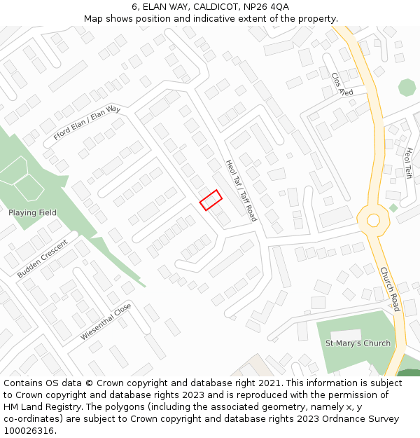 6, ELAN WAY, CALDICOT, NP26 4QA: Location map and indicative extent of plot