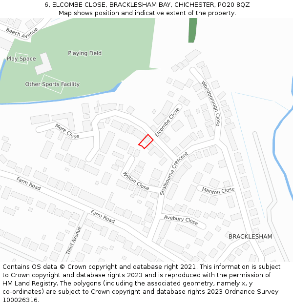 6, ELCOMBE CLOSE, BRACKLESHAM BAY, CHICHESTER, PO20 8QZ: Location map and indicative extent of plot