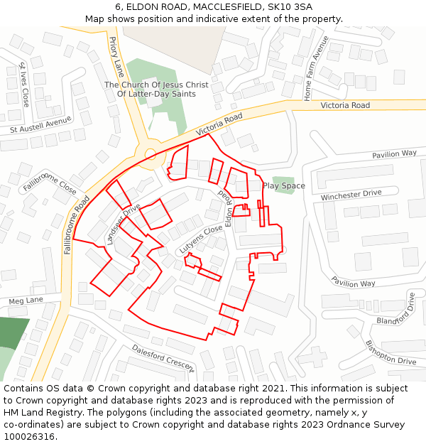 6, ELDON ROAD, MACCLESFIELD, SK10 3SA: Location map and indicative extent of plot