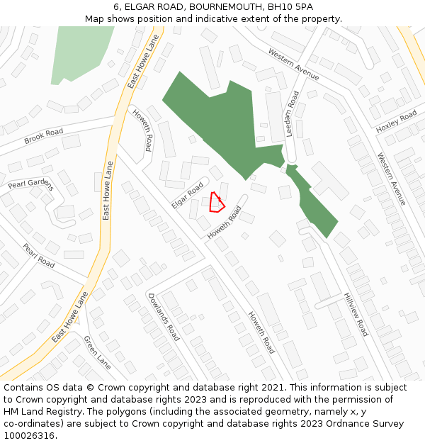 6, ELGAR ROAD, BOURNEMOUTH, BH10 5PA: Location map and indicative extent of plot