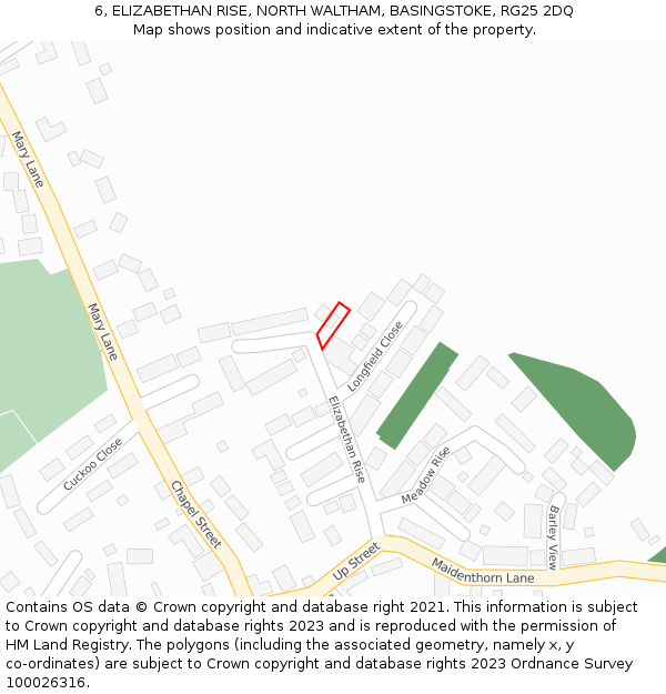 6, ELIZABETHAN RISE, NORTH WALTHAM, BASINGSTOKE, RG25 2DQ: Location map and indicative extent of plot