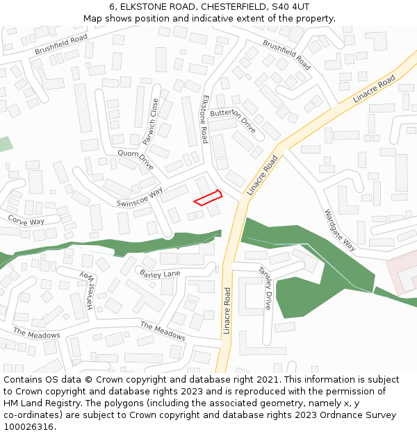 6, ELKSTONE ROAD, CHESTERFIELD, S40 4UT: Location map and indicative extent of plot