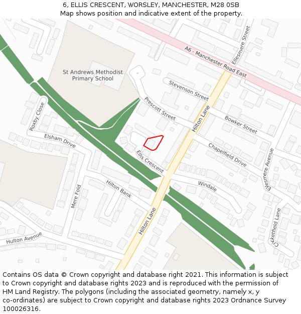 6, ELLIS CRESCENT, WORSLEY, MANCHESTER, M28 0SB: Location map and indicative extent of plot