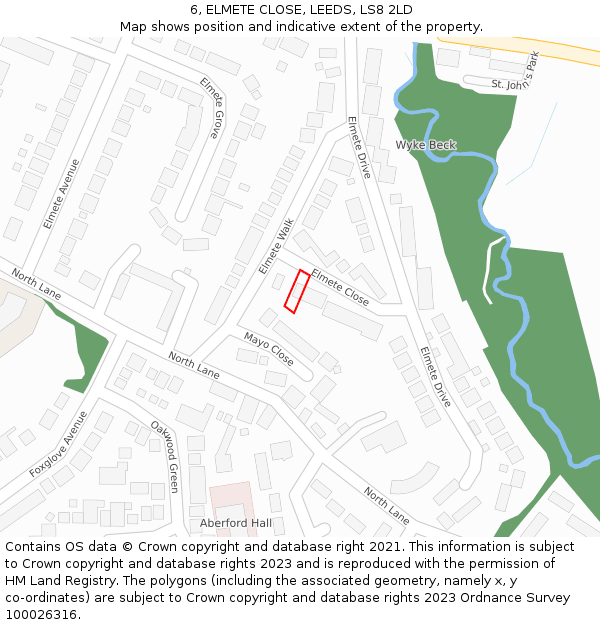 6, ELMETE CLOSE, LEEDS, LS8 2LD: Location map and indicative extent of plot